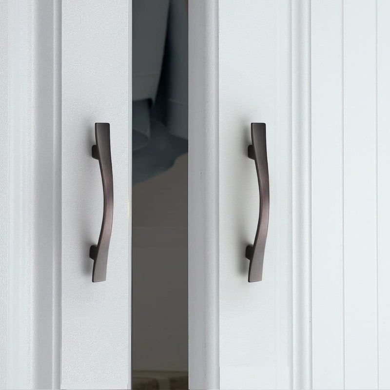 KNOBWELL 10 Pack 3 in Oil Rubbed Bronze Cabinet Pulls, Brushed Bronze Drawer Pulls for Cabinet and Cupboard, Vintage Curved Cabinet Handles - Image 2
